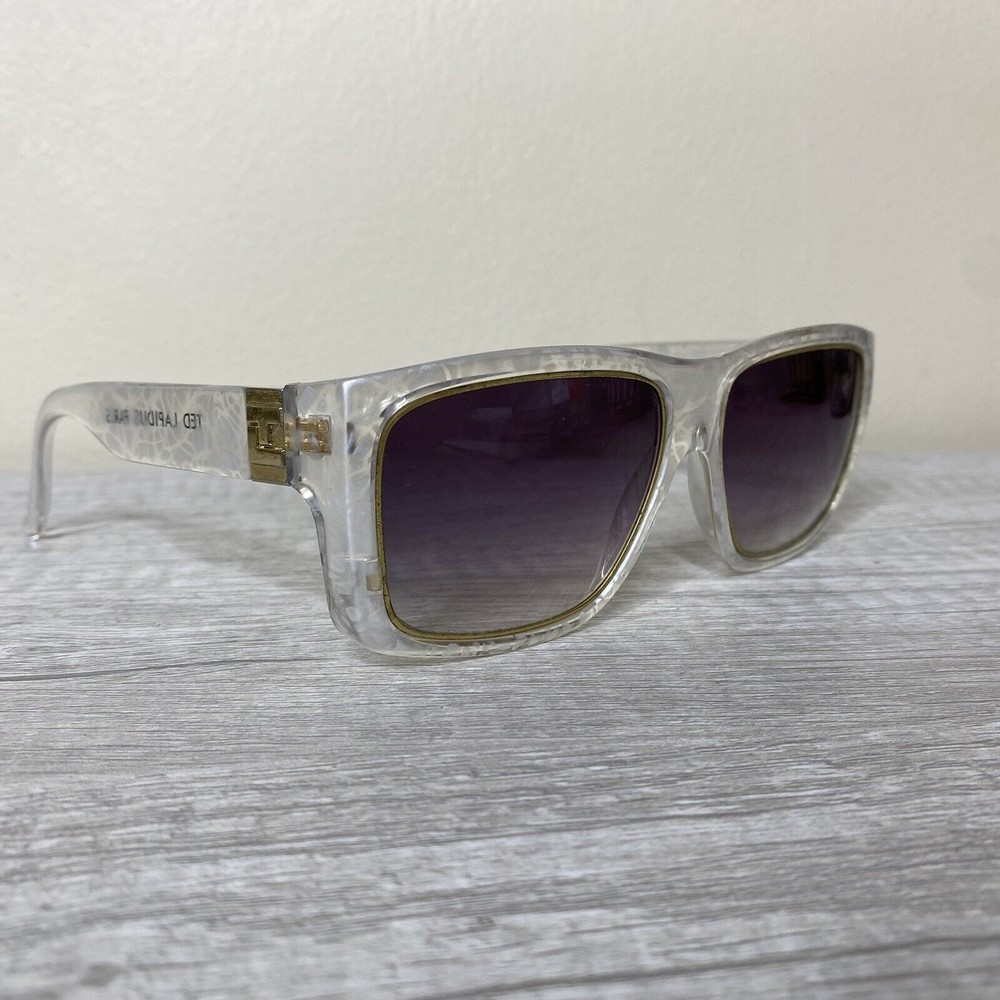 Ted Lapidus Paris Sunglasses Opaque Pattern Gold Accents Square Frames TL1904